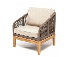 Кресло плетеное Канны из роупа коричневый, ткань бежевая 4sis