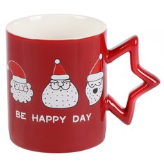 Кружка керамика, 350 мл, Веселый санта, Daniks, 222459-1, красная