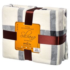 Плед евростандарт, 200х220 см, велсофт, 100% полиэстер, Silvano, Клетка, белый, ST-279