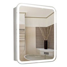Шкафы навесные для ванной шкаф зеркальный для ванной Silver Mirrors Фиджи с часами 60 см
