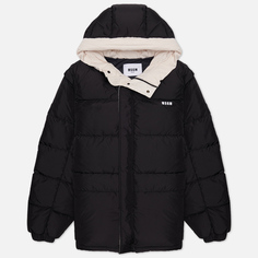 Мужской пуховик MSGM Micro Ripstop Nylon Down Long, цвет чёрный