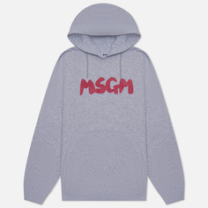Женская толстовка MSGM New Logo Brush Hoodie, цвет серый, размер L