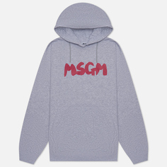 Женская толстовка MSGM New Logo Brush Hoodie, цвет серый