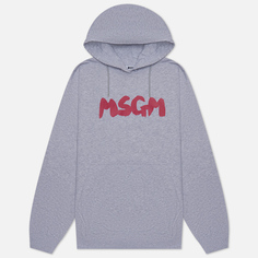 Женская толстовка MSGM New Logo Brush Hoodie, цвет серый, размер XS