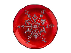 Блюдо Elan Gallery Снежинка 28x28x2cm Red-Silver 120801