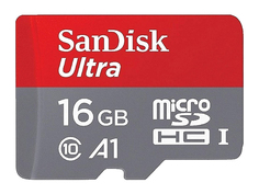 Карта памяти 16Gb - SanDisk Micro Secure Digital HC Class 10 Ultra UHS-I A1 SDSQUAR-016G-GN6MN