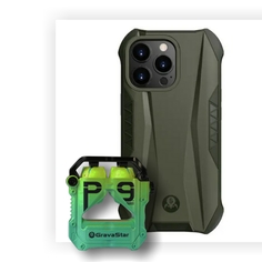 Беспроводные наушники Gravastar Sirius Pro Neon Green + Ferra Olive Green for iPhone 13 Pro