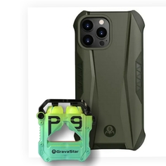 Беспроводные наушники Gravastar Sirius Pro Neon Green + Ferra Olive Green for iPhone 13 Pro Max