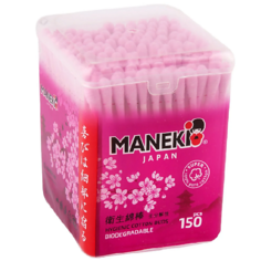 Ватные палочки MANEKI Палочки ватные Sakura с розовым бумажные с розовым стиком 150