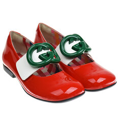 Красные туфли с зеленым логотипом GUCCI детские