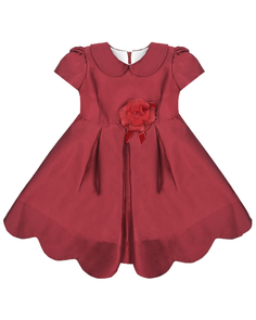 Красное атласное платье с цветком на талии Baby A детское