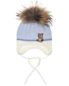 Голубая шапка с декором &quot;медвежонок&quot; Il Trenino детская