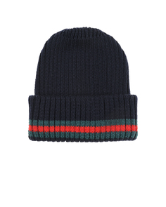 Темно-синяя шапка с отделкой в полоску Catya детское