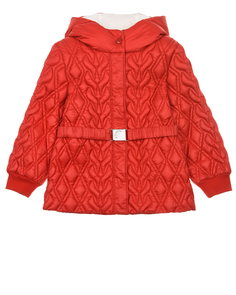 Стеганое пуховое пальто красного цвета Moncler детское