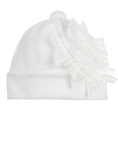 Белая шапка с кружевными бантами Aletta детская