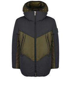 Черная куртка со вставкой цвета хаки Moncler детская
