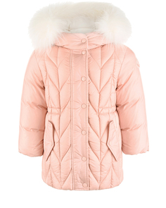 Пальто-пуховик розового цвета Moncler детское