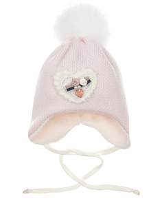 Розовая шапка с патчем в форме сердца Il Trenino детская