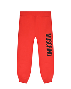 Красные спортивные брюки с вертикальным лого Moschino детские