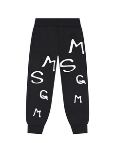 Черные спортивные брюки с белым лого MSGM детские