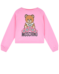 Розовый свитшот с принтом &quot;мишка&quot; Moschino детский