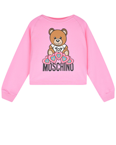 Розовый свитшот с принтом &quot;мишка&quot; Moschino детский