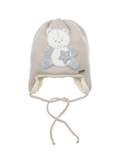 Бежевая шапка с декором &quot;медвежонок&quot; Il Trenino детская