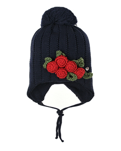 Черная шапка с цветочным декором Aletta детская