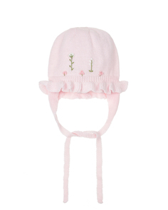 Розовая шапка с вышивкой и рюшами Tomax детская
