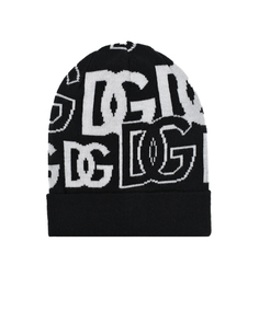Черная шапка с белым лого Dolce&Gabbana детская