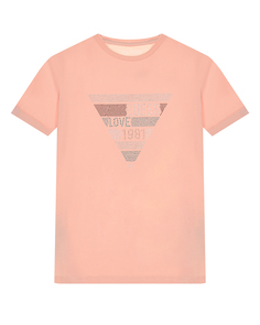 Розовая футболка с лого из страз Guess детская