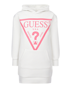 Белое платье-худи с лого Guess детское