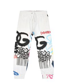 Белые спортивные брюки с принтом &quot;граффити&quot; Dolce&Gabbana детские