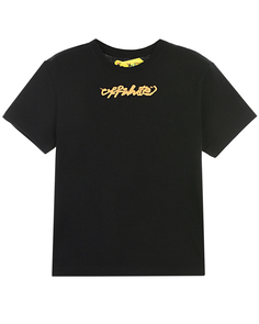 Черная футболка с оранжевым логотипом Off-White детская