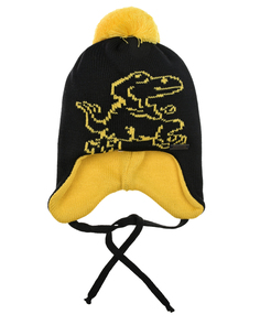 Черная шапка с желтым помпоном и декором &quot;динозавр&quot; Il Trenino детская