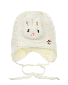 Кремовая шапка с аппликацией &quot;зайчик&quot; Il Trenino детская