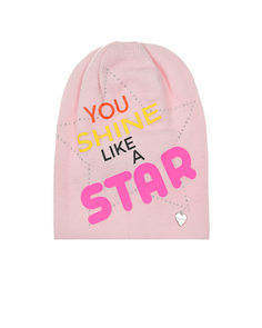 Розовая шапка с разноцветной надписью Il Trenino детская