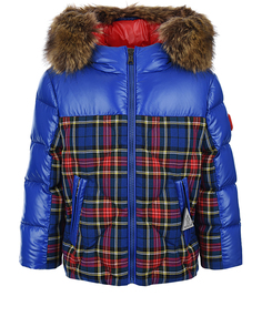 Синяя куртка в клетку Moncler детская
