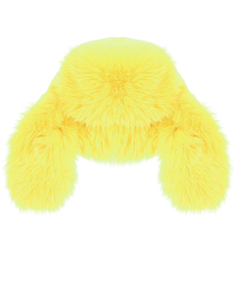 Желтая меховая шапка-ушанка Рина Поплавская