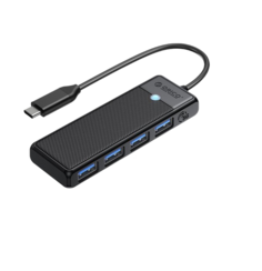 Разветвитель Orico PAPW4A-C3-015-BK-EP с 4xUSB-A 3.0, 5 Гбит/с, подключение через USB-C, кабель 0,15м, чёрный