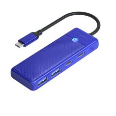 Разветвитель Orico PAPW2AC-C3-015-BL-EP с 2xUSB-A 3.0, 1xUSB-C 3.0, 1xPD 100Вт, 5 Гбит/с, подключение через USB-C, кабель 0,15м, синий