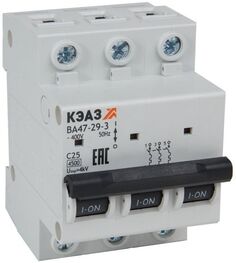 Автоматический выключатель КЭАЗ 318289 модульный ВА47-29-3C25-УХЛ3 (4,5кА)