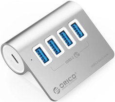 Концентратор Orico M3U4-G2-05-SV-BP 4xUSB-A 3.2 Gen2, вход USB-C, серебристый