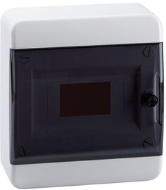 Корпус КЭАЗ 117915 пластиковый навесной OptiBox P-BNK-2-08-IP41 прозрачная черная дверь