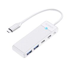 Разветвитель Orico PAPW2AC-C3-015-WH-EP с 2xUSB-A 3.0, 1xUSB-C 3.0, 1xPD 100Вт, 5 Гбит/с, подключение через USB-C, кабель 0,15м, белый