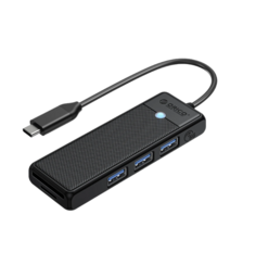Разветвитель Orico PAPW3AT-C3-015-BK-EP с 3xUSB-A 3.0, 1xTF/SD, 5 Гбит/с, подключение через USB-C, кабель 0,15м, чёрный