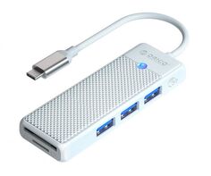 Разветвитель Orico PAPW3AT-C3-015-WH-EP с 3xUSB-A 3.0, 1xTF/SD, 5 Гбит/с, подключение через USB-C, кабель 0,15м, белый