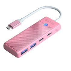 Разветвитель Orico PAPW2AC-C3-015-PK-EP с 2xUSB-A 3.0, 1xUSB-C 3.0, 1xPD 100Вт, 5 Гбит/с, подключение через USB-C, кабель 0,15м, розовый