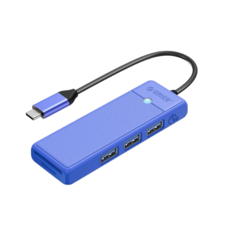 Разветвитель Orico PAPW3AT-C3-015-BL-EP с 3xUSB-A 3.0, 1xTF/SD, 5 Гбит/с, подключение через USB-C, кабель 0,15м, синий
