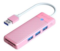Разветвитель Orico PAPW3AT-U3-015-PK-EP с 3xUSB-A 3.0, 1xTF/SD, 5 Гбит/с, подключение через USB-A, кабель 0,15м, розовый